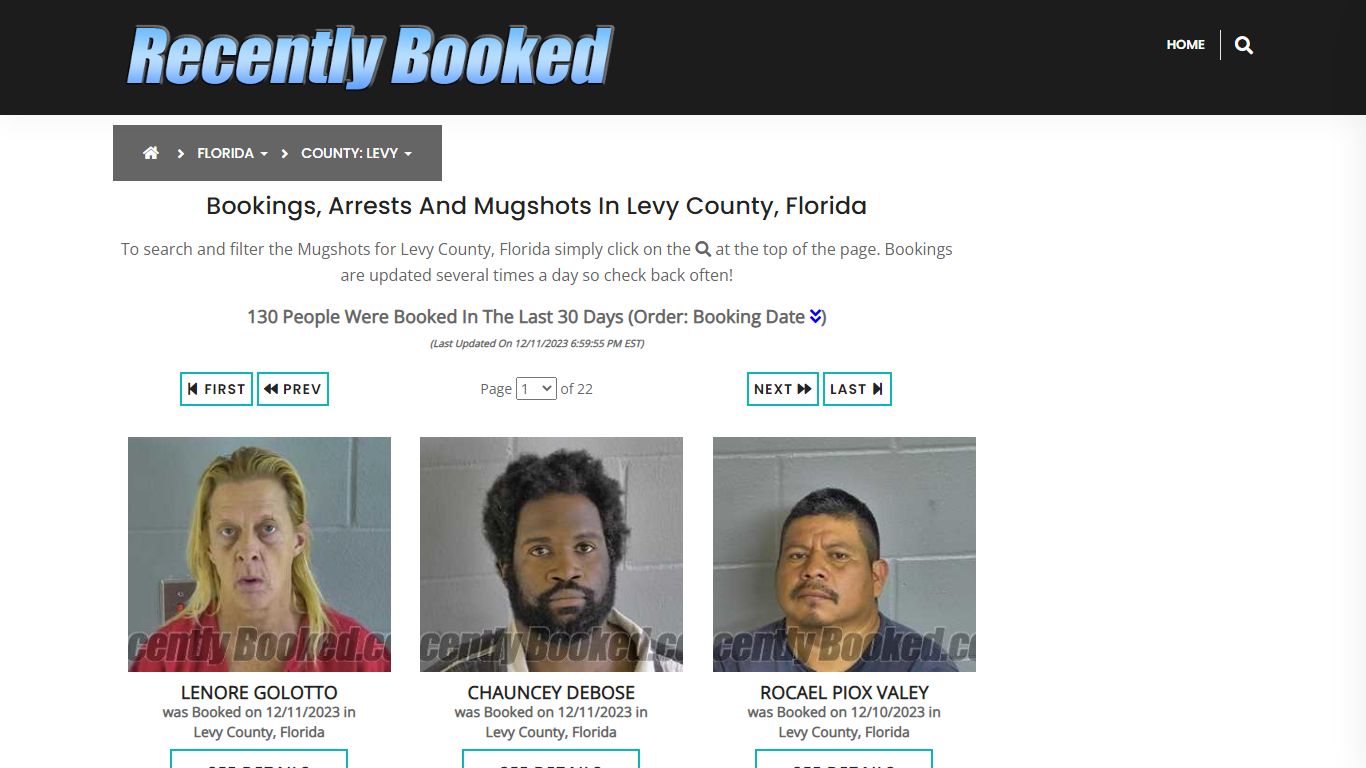 Recent bookings, Arrests, Mugshots in Levy County, Florida