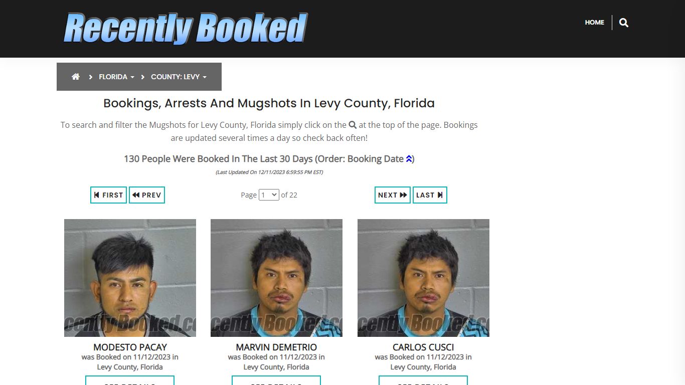 Recent bookings, Arrests, Mugshots in Levy County, Florida